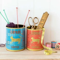 Set of Two Leopard Tins