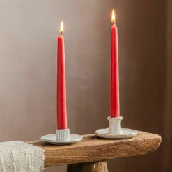 Set of Two Rose Pink Beeswax Dinner Candles