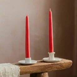Set of Two Rose Pink Beeswax Dinner Candles