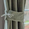 Set of Two Sage Green Velvet Curtain Tie Backs