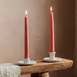 Set of Two Salmon Pink Beeswax Dinner Candles