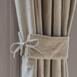 Set of Two Sand Velvet Curtain Tie Backs