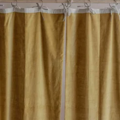 Set of Two Short Mustard Velvet Curtains