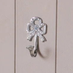 Set of Two Silver Bow Curtain Hooks