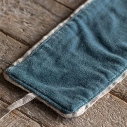 Set of Two Smoke Blue Velvet Curtain Tie Backs