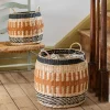 Set of Two Terracotta and Natural Baskets