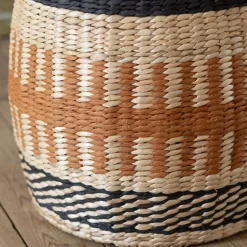 Set of Two Terracotta and Natural Baskets
