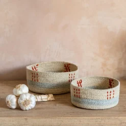 Set of Two Threaded Seagrass Basket
