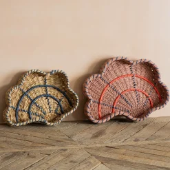 Set of Two Woven Shell Trays