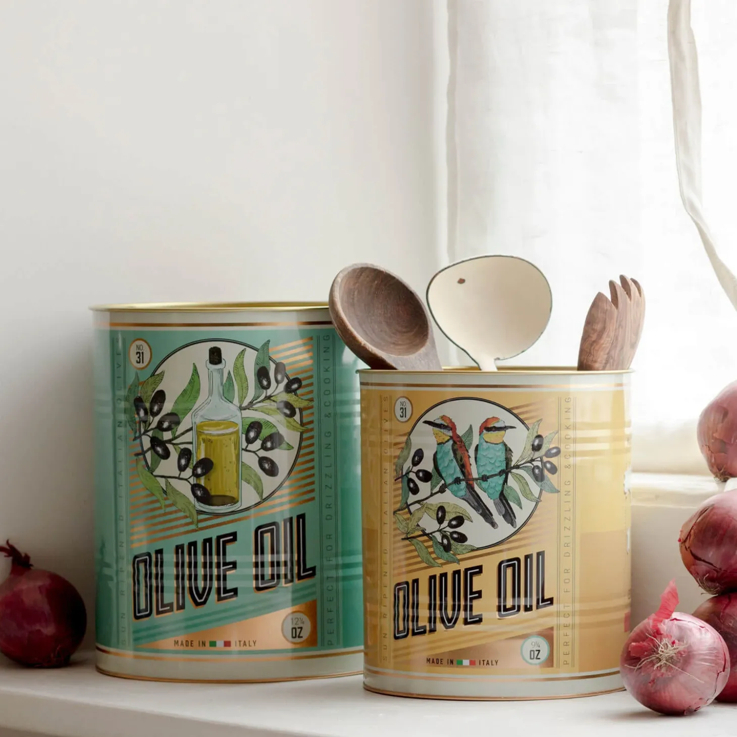 Set of Two XL Olive Oil Tins