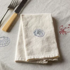 Shell Embroidered Cotton Napkin
