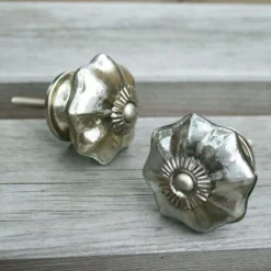 Silver Glass Melon Shaped Knob