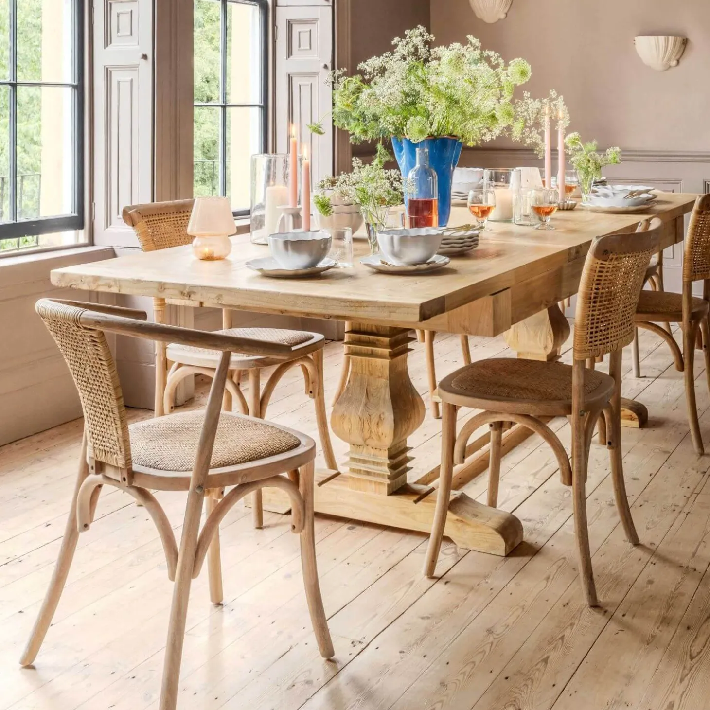 Single Column Reclaimed Elm 12 Seater Extendable Table