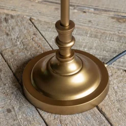 Slim Antique Brass Table Lamp with Shade