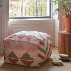 Small Chindi Rag Rug Pouffe
