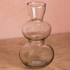 Small Curved Clear Glass Vase