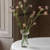 Small Etched Floral Clear Glass Vase