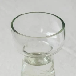 Small Etched Floral Clear Glass Vase