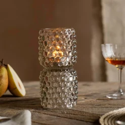 Small Grey Stacked Bubble Tealight Holder