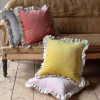 Small Velvet and Linen Frilled Cushions