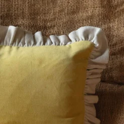 Small Velvet and Linen Frilled Cushions