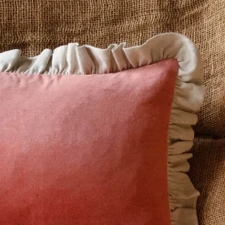 Small Velvet and Linen Frilled Cushions