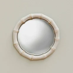 Small White Bamboo Convex Mirror