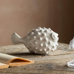 Small White Ceramic Blowfish Ornament