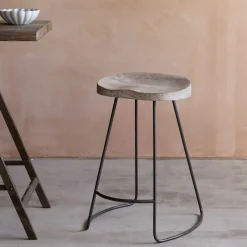 Small Wood And Iron Stool