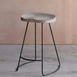 Small Wood And Iron Stool