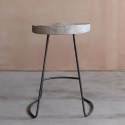 Small Wood And Iron Stool