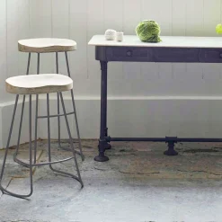 Small Wood And Iron Stool