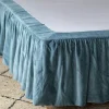 Smoke Blue Velvet Frill Edged Valances