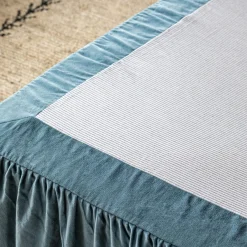 Smoke Blue Velvet Frill Edged Valances