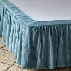 Smoke Blue Velvet Frill Edged Valances