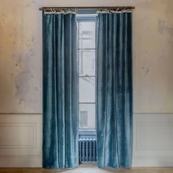 Smoke Blue Velvet Single Curtains