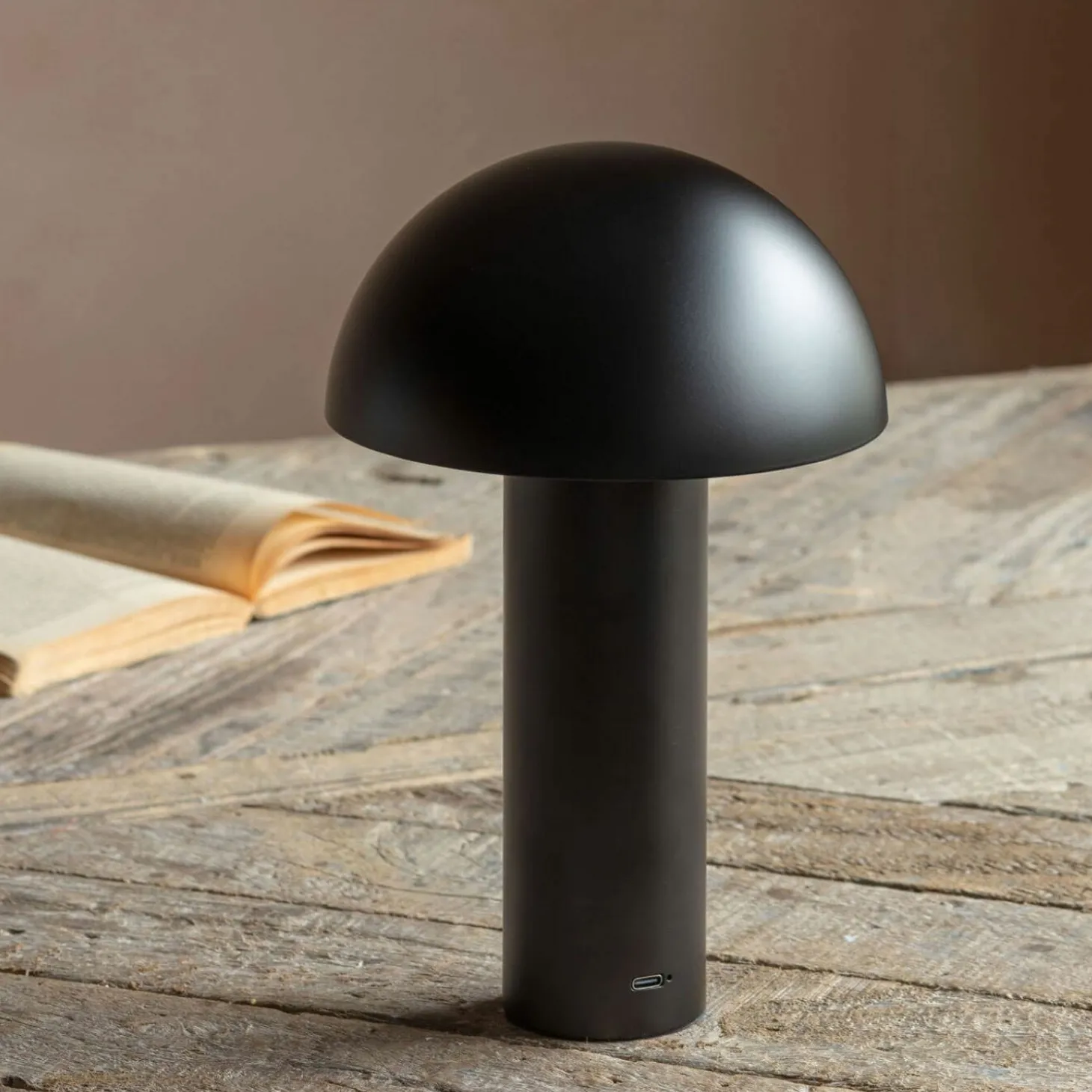 Solana Black Dome USB Chargeable LED Table Lamp