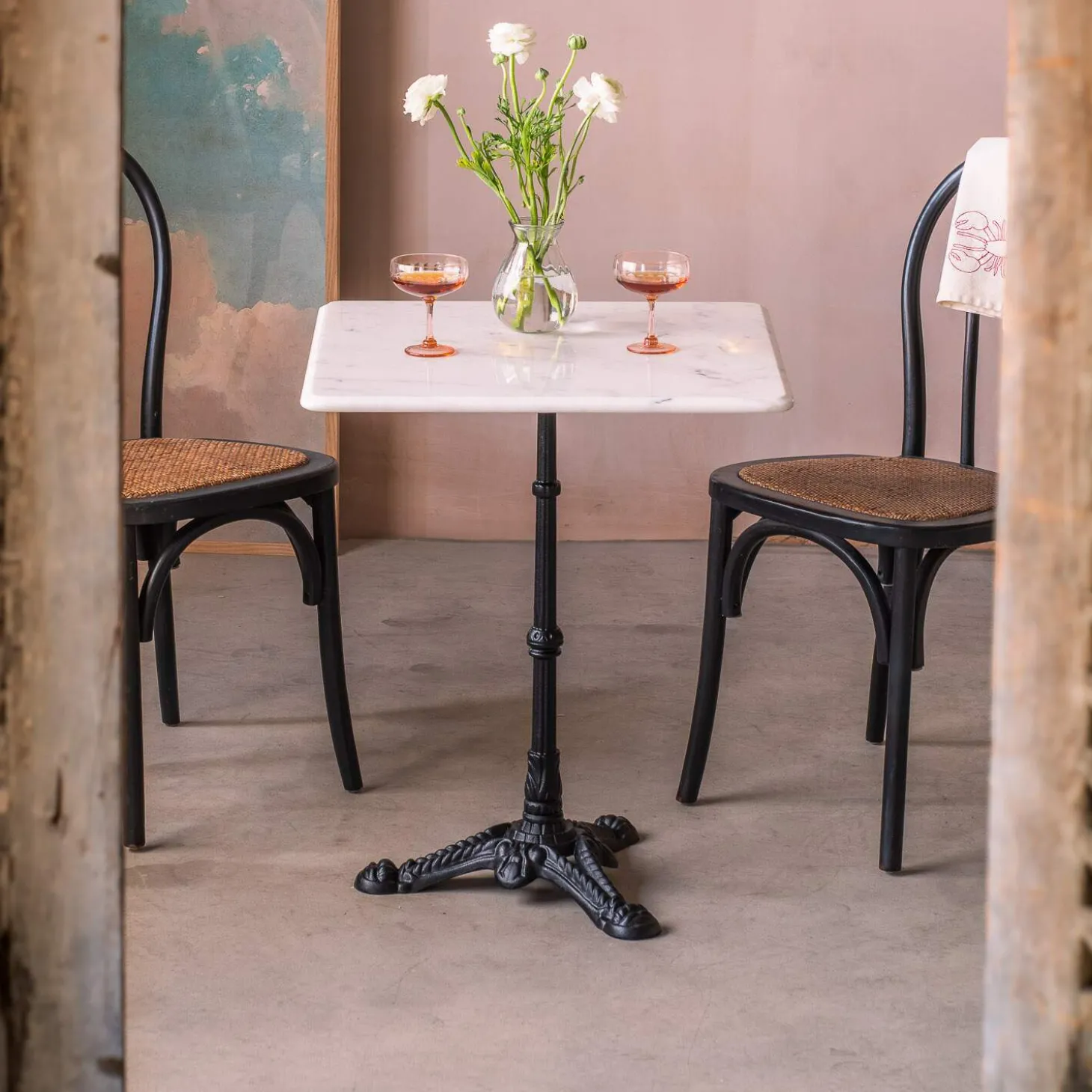 Square Marble Bistro Café Table
