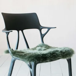 Square Moss Sheepskin Seat Pad