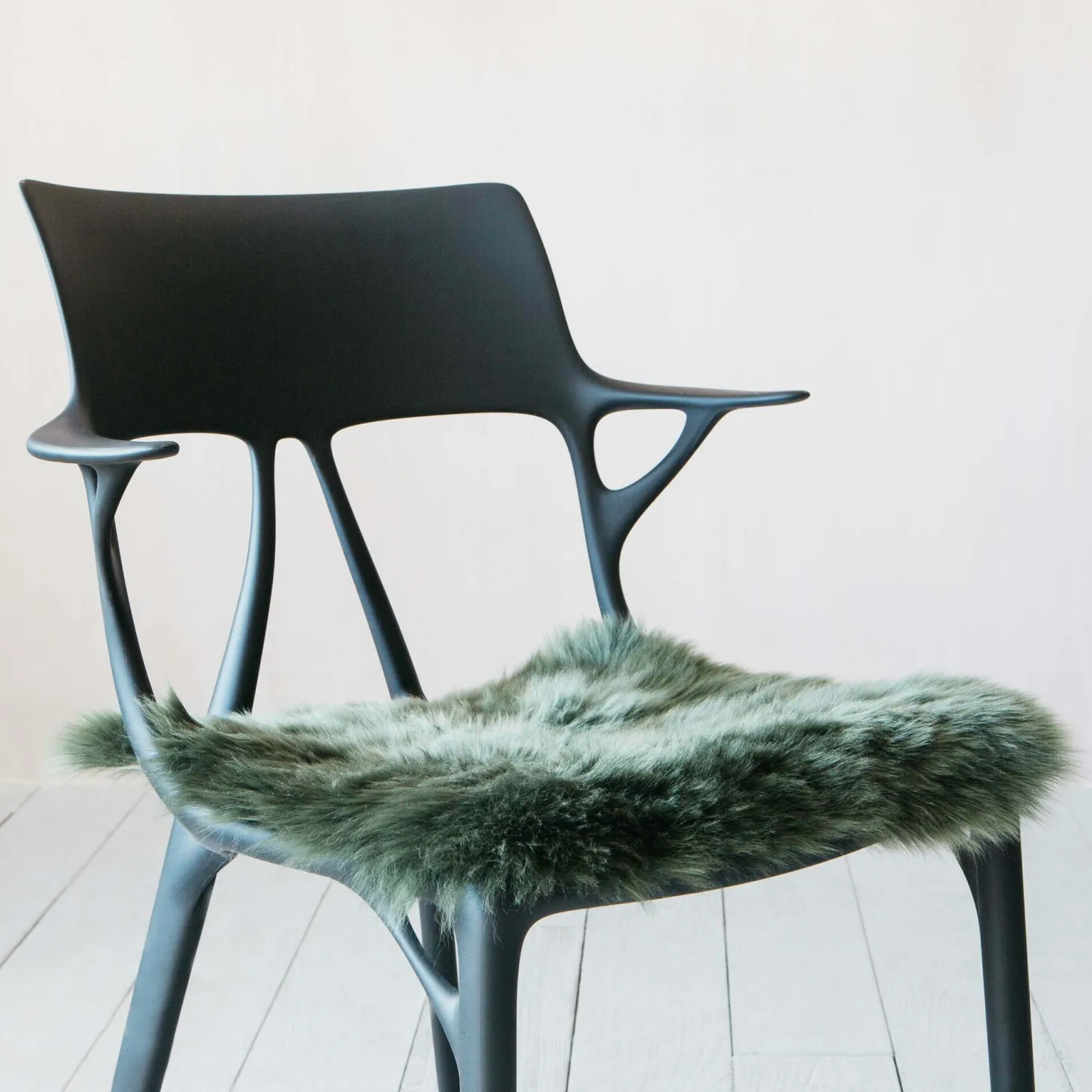 Square Moss Sheepskin Seat Pad