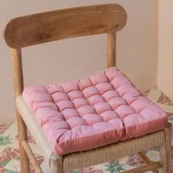 Square Vintage Pink Velvet Seat Pad