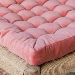 Square Vintage Pink Velvet Seat Pad