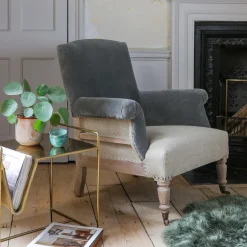 Stanley Deconstructed Velvet and Linen Armchair