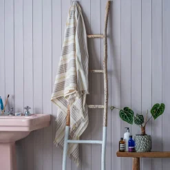 Stone Wide Stripe Turkish Beach Towel Wrap