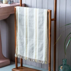 Stone Wide Stripe Turkish Beach Towel Wrap