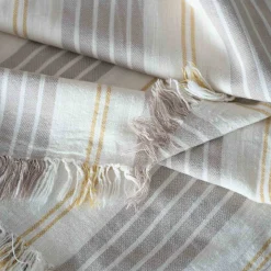 Stone Wide Stripe Turkish Beach Towel Wrap