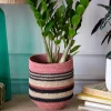 Striped Pink and Black Basket