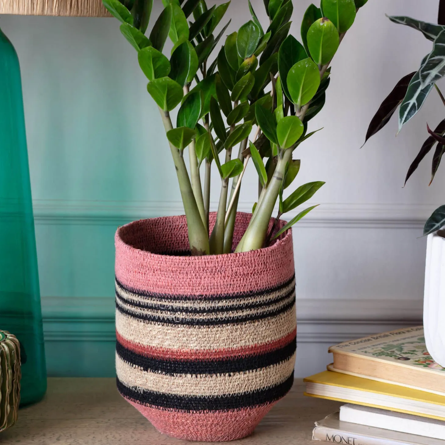 Striped Pink and Black Basket