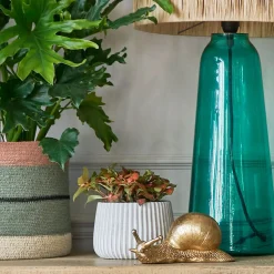 Striped Rust and Green Basket
