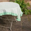 Sundae Green and Pink Block Printed Frill Table Cloths